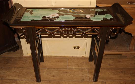 A Chinese lacquered altar table, W.107cm